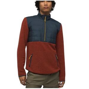 NWT Prana IncrediWool 1/2 Zip Sweater Rust Heather Red Size XL Standard Fit